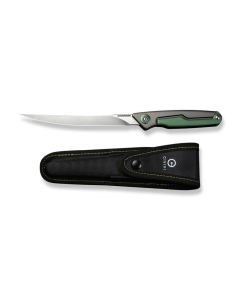 Shawka Folding Fillet Knife Gray And Green Aluminum Handle (5.81" Satin Finished 14C28N Blade) C22029B-3, With 1PC Black Nylon Sheath