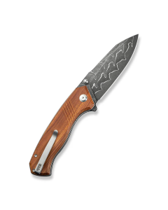 CIVIVI Placoid Flipper & Thumb Stud Knife Guibourtia Wood Handle (3.67" Damascus Blade) C23079-DS1