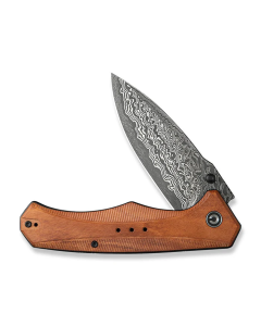 CIVIVI Photonix Flipper & Thumb Stud Knife Guibourtia Wood Handle (3.7" Damascus Blade) C23081B-DS1