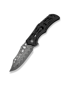 Biophase Flipper & Button Lock Knife Black Aluminum Handle