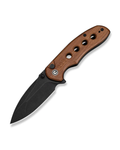 CIVIVI Triptych Flipper & Thumb Stud & Button Lock Knife Guibourtia Wood Handle (2.97" Black Stonewashed 14C28N Blade)