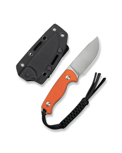 CIVIVI Timberbark FIXED Orange G10 Handle (3.2" Satin Finished 14C28N Blade) C23094-2, With 1PC Black Lanyard, Black Kydex Sheath & T-Clip