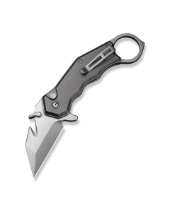 Amaroq Flipper & Thumb Stud & Button Lock Knife Gray Aluminum Handle (2.11" Satin Finished Nitro-V Blade)