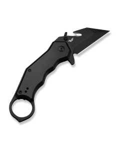 Amaroq Flipper & Thumb Stud & Button Lock Knife Black Aluminum Handle (2.11" Black Stonewashed Nitro-V Blade)