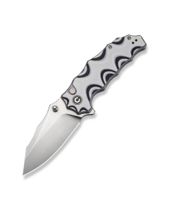 Natterjack Flipper & Thumb Stud & Button Lock Knife Milled White and Black Layered G10 Handle
