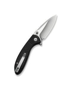 Faeger Flipper & Thumb Stud & Button Lock Knife Milled Black G10 Handle