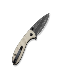 Faeger Flipper & Thumb Stud & Button Lock Knife Milled Ivory G10 Handle