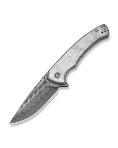Voidflare Flipper Knife G10 With Aluminum Foil Handle (2.92" Damascus Blade)