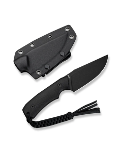 CIVIVI Gander Fixed Blade Knife Black Canvas Micarta Contoured Handle (3.63" Black Stonewashed 14C28N Blade)