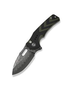 CIVIVI Vexron Flipper & Thumb Hole & Button Lock Knife G10 Handle (2.98" Damascus Blade) C24066-DS1