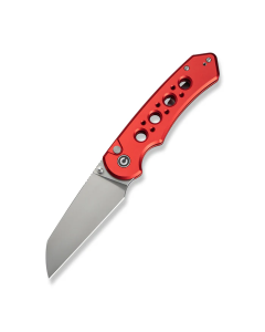 CIVIVI Pragma Prime Thumb Stud & Button Lock Knife Red Aluminum Handle (3.49" Stonewashed 14C28N Blade)