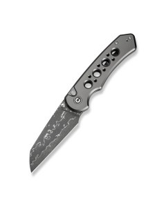 CIVIVI Pragma Prime Thumb Stud & Button Lock Knife Gray Aluminum Handle (3.49" Damascus Blade)