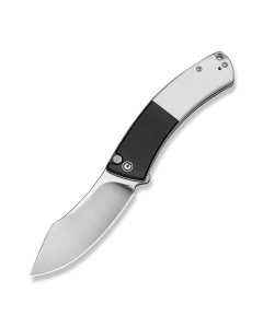 Outlaw Muk Flipper & Button Lock Knife Black & White G10 Handle (3.47" Satin Finished 14C28N Blade)