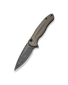 CIVIVI Button Lock Kitefin Flipper Knife Aluminum Handle (3.22" Damascus Blade) C24091-DS1