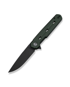 Navo Flipper Knife Green Canvas Micarta Handle (3.25" Black Stonewashed Nitro-V Blade)