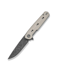 Navo Flipper Knife Ivory G10 Handle (3.25" Damascus Blade)