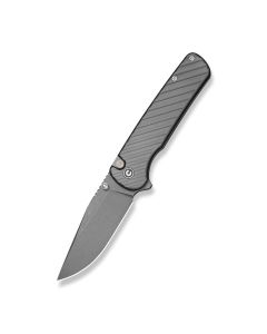 CIVIVI Iron Tide Flipper & Thumb Stud & Button Lock Knife Gray Aluminum Handle (3.24" Gray Stonewashed 14C28N Blade) 