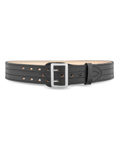 2-1/4" Plain Leather Sam Brown 4 Row Stitch Duty Belt with Solid Brass Nickel Buckle