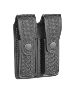 Basketweave Leather Double Magazine Holder for 9MM