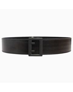 Black Leather Duty Ratchet Belt, Matte Black Buckle, 2.25" [57 mm]