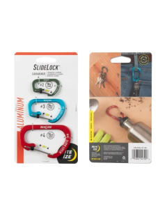 SlideLock Carabiner Aluminum - 3 Pack Assorted