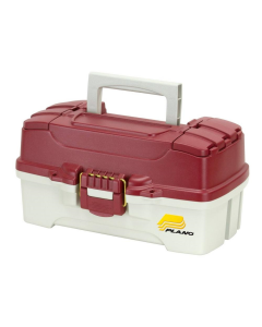 1 Tray Tackle Box W/ Dual Top Access Red Metallic/Off White