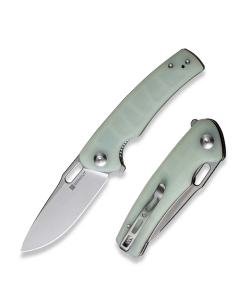 Vesperon Flipper/Thumb Hole Folding Knife 3.35" Satin 9Cr18MoV Drop Point Plain Edge Blade, Natural G10 Handle