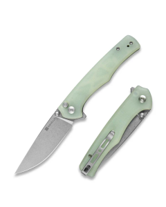 Crowley Flipper/Thumb Stud Folding Knife 3.48" Satin D2 Drop Point Plain Edge Blade, Natural G10 Handle