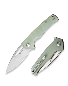 Mims Flipper Folding Knife 3.48" Satin 9Cr18MoV Drop Point Plain Edge Blade, Natural G10 Handle