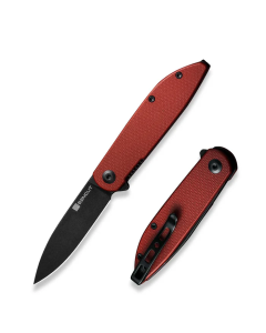 Bocll II Flipper Folding Knife 2.96" Black D2 Drop Point Plain Edge Blade, Burgundy G10 Handle