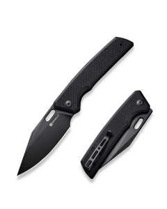 GlideStrike Thumb Hole Folding Knife 3.74" Black 9Cr18MoV Clip Point Plain Edge Blade, Black G10 Handle