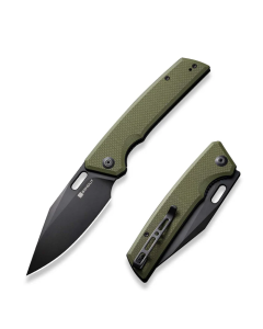GlideStrike Thumb Hole Folding Knife 3.74" Black 9Cr18MoV Clip Point Plain Edge Blade, OD Green G10 Handle