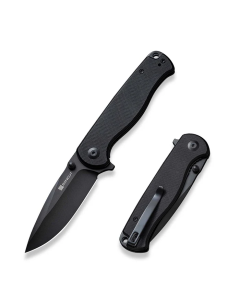 Errant Flipper/Thumb Stud Folding Knife 3.45" Black 9Cr18MoV Drop Point Plain Edge Blade, Black G10 Handle