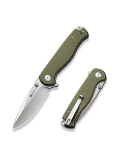 Errant Flipper/Thumb Stud Folding Knife 3.45" Satin 9Cr18MoV Drop Point Plain Edge Blade, OD Green G10 Handle