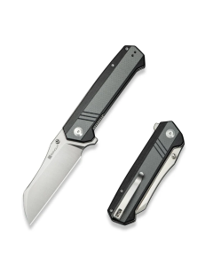 Draxor Flipper/Thumb Stud Folding Knife 3.70" Satin 9Cr18MoV Sheepsfoot Plain Edge Blade, Gray/Black G10 Handle