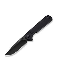 SENCUT Aetheris Flipper & Thumb Stud Knife Black Canvas Micarta Handle (3.68" Black 9Cr18MoV Blade)
