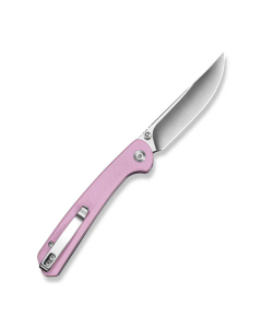 Skelfin Thumb Stud & Button Lock Knife Powder Pink G10 Handle