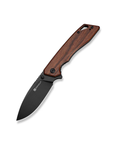Stratex Flipper & Thumb Stud Knife Guibourtia Wood Handle (3.17" Black 9Cr18MoV Blade)