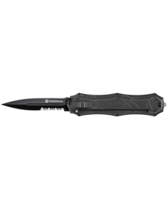 OTF Assist, Finger Actuator, Black 40% Serrated Spear Point Blade AUS-8. No Ship CA, NY, MA