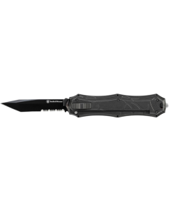 OTF Assist, Finger Actuator, Black 40% Serrated Tanto Blade AUS-8 Steel. No Ship CA, NY, MA
