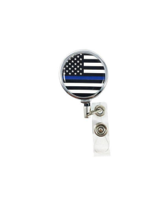 Badge Reel - Thin Blue Line American Flag