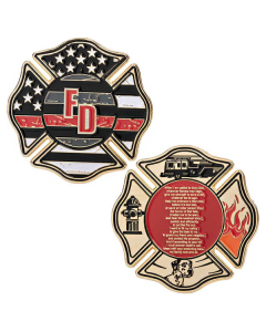 Firefighter's Prayer - Thin Red Line Challenge Coin