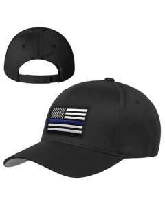 Velcro Hat - Thin Blue Line American Flag, Black