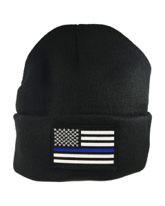 Thin Blue Line Flag Embroidered Beanie