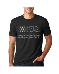 T-Shirt - Pledge of Allegiance Thin Blue Line Flag