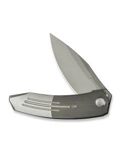 WEKNIFE Sine Wave Flipper Knife Gray Hand Rubbed & Satin Titanium Handle