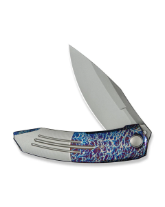 WEKNIFE Sine Wave Flipper Knife Flamed & Satin Titanium Handle