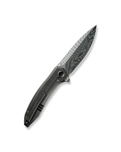 WEKNIFE Acuminal Flipper Knife Polished Gray Titanium Handle (3.98" Fafnir Damasteel Blade) WE23070-DS1