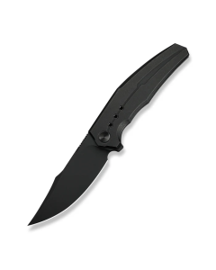 WEKNIFE Kyklos Flipper Knife Black Titanium Handle (3.79" Black Stonewashed Bohler M390 Blade)