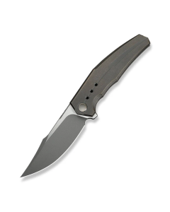 WEKNIFE Kyklos Flipper Knife Bronze Titanium Handle (3.79" Gray Stonewashed Bohler M390 Blade, Satin Flat)